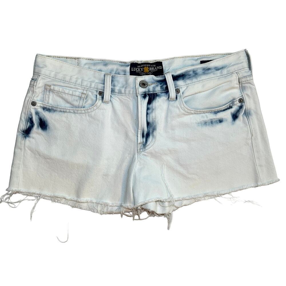 Lucky Brand The Cutoff bleached raw hem denim jeans shorts Size 6/28